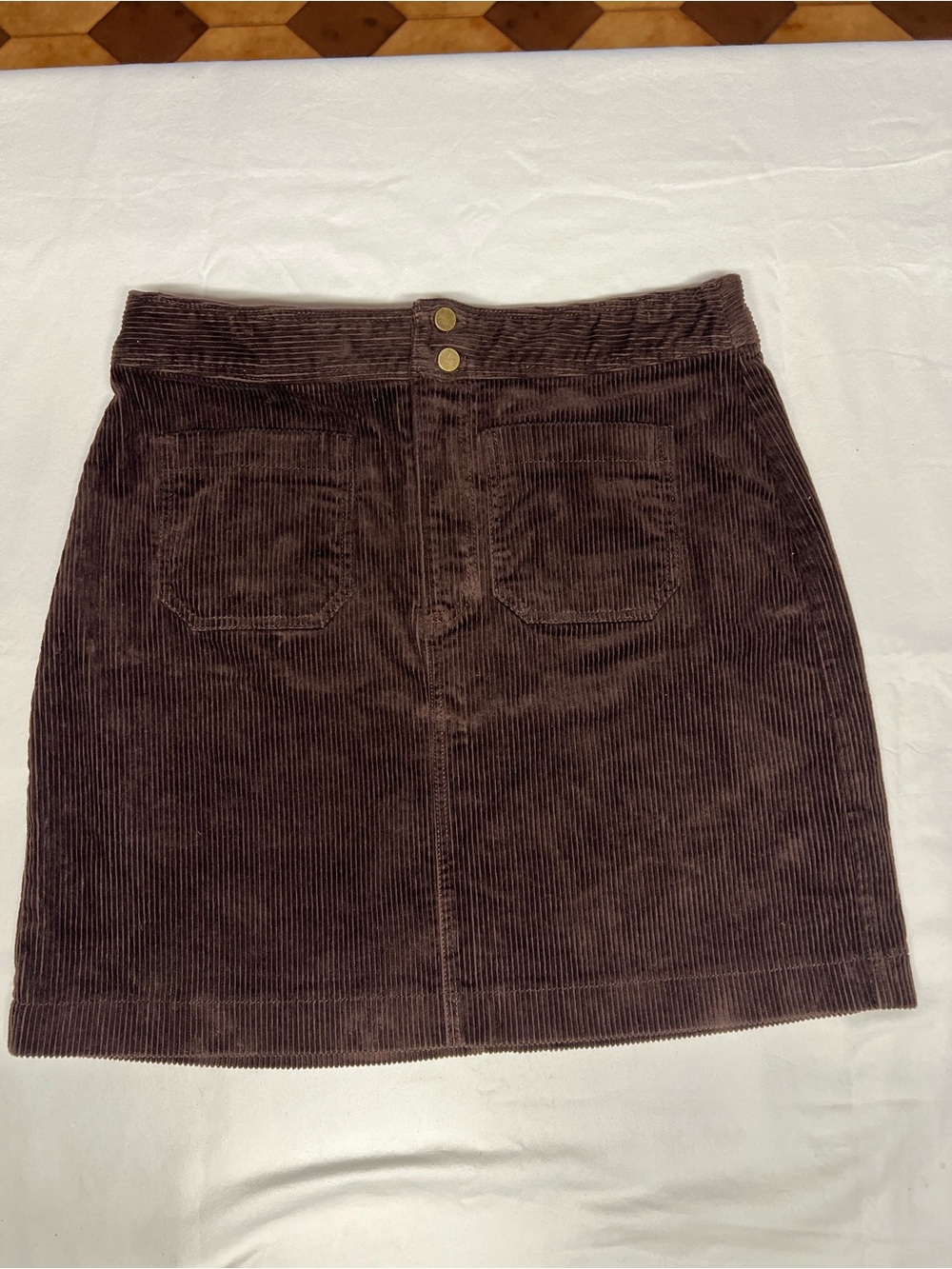 LOFT Brown Corduroy Mini Skirt with Front Patch Pockets